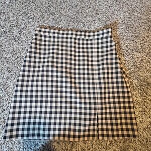 ASOS DESIGN Black White Gingham Checkered‎ Mini Skirt High Waisted Front Slit 4